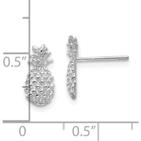 14K White Gold Textured Pineapple Button Earrings - Polished Finish by 0