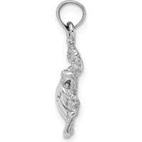 14K White Gold Textured Sea Turtle Charm - Nature Inspired Ocean Pendant by Oro Pregiato