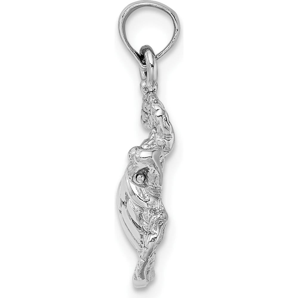 14K White Gold Textured Sea Turtle Charm - Nature Inspired Ocean Pendant by Oro Pregiato