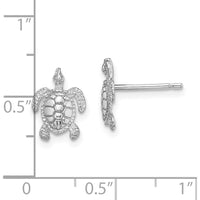 14K White Gold Textured Sea Turtle Post Earrings - Polished Finish by 0