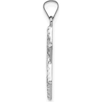 14K White Gold Textured Solid Star of David Pendant - Polished Finish with Rhodium Plating by Oro Pregiato