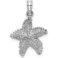 14K White Gold Textured Starfish Pendant with Rhodium Finish by Oro Pregiato