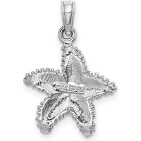14K White Gold Textured Starfish Pendant with Rhodium Finish by Oro Pregiato