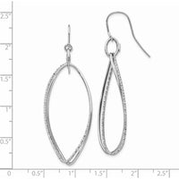 14K White Gold Textured Twisted Dangle Shepherd Hook Earrings - Polished Finish by Oro Pregiato