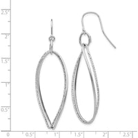 14K White Gold Textured Twisted Dangle Shepherd Hook Earrings - Polished Finish by Oro Pregiato