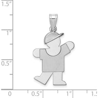 14K White Gold The Kids Medium Boy with Hat Engravable Charm by Oro Pregiato