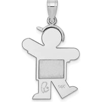 14K White Gold The Kids Medium Boy with Hat Engravable Charm by Oro Pregiato