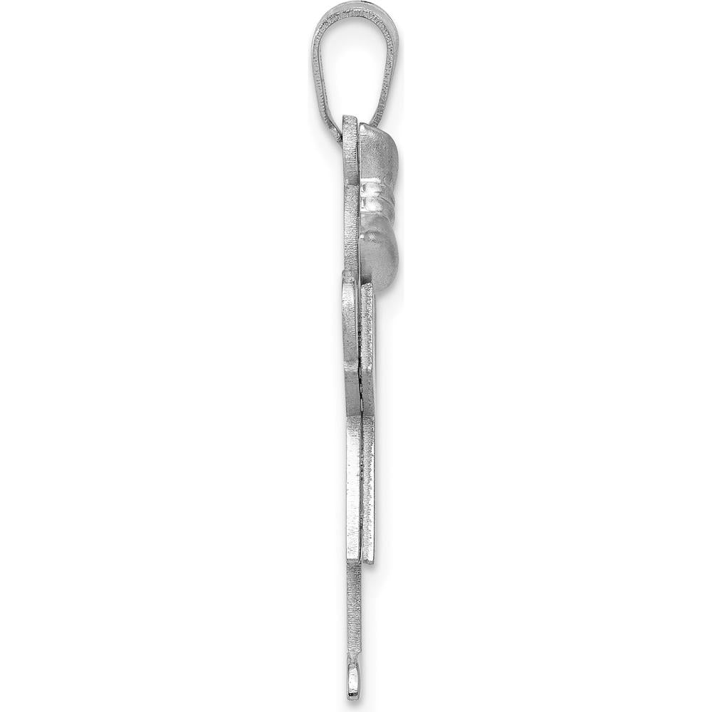 14K White Gold The Kids Medium Girl with Bow Engravable Love Pendant - 30mm by Oro Pregiato
