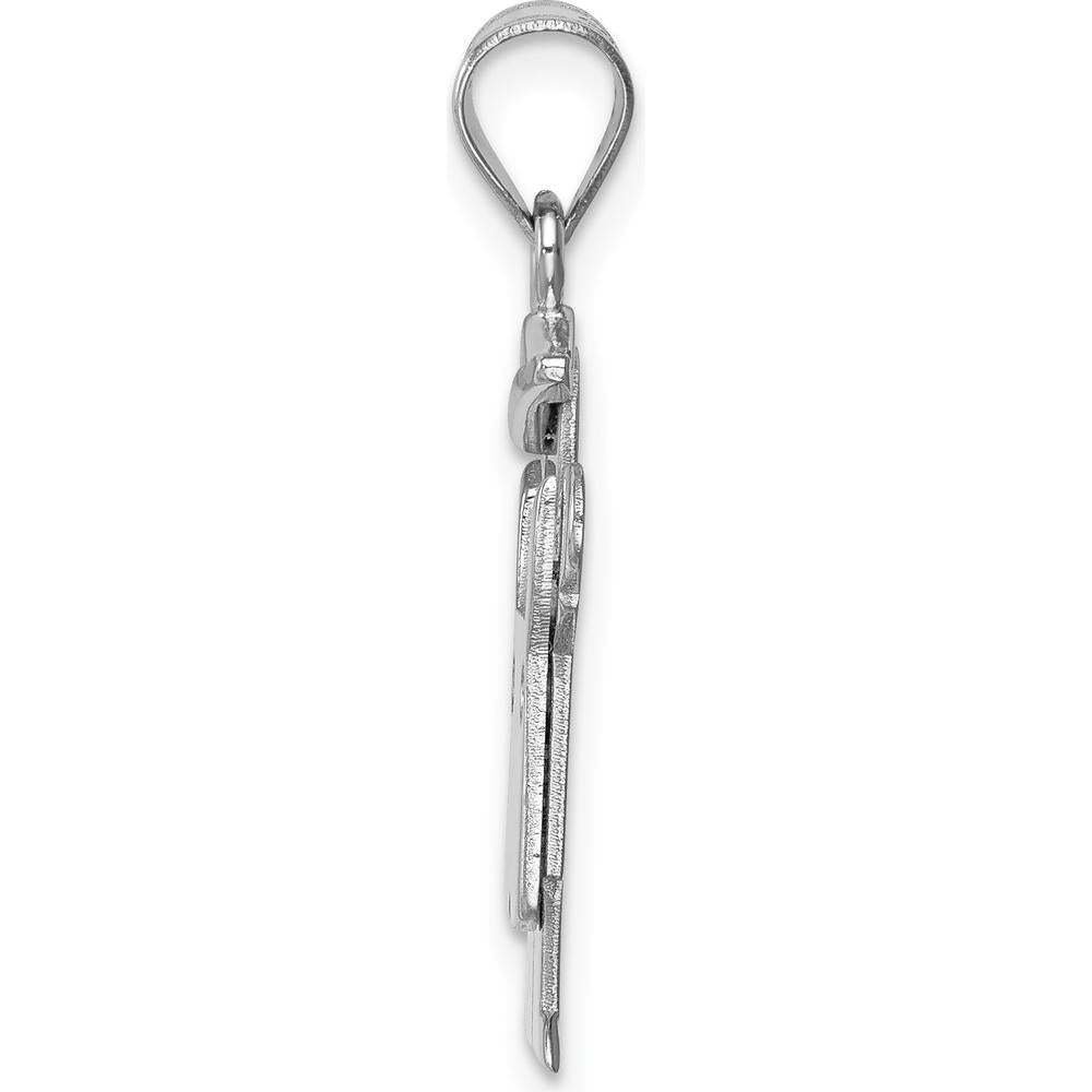 14K White Gold The Kids Small Boy in Overalls with Hat Diamond Love Charm - 0.02 Carat Total Diamond Weight by Oro Pregiato
