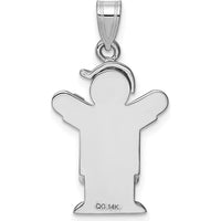 14K White Gold The Kids Small Boy in Overalls with Hat Diamond Love Charm - 0.02 Carat Total Diamond Weight by Oro Pregiato