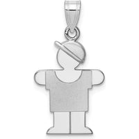 14K White Gold The Kids Small Boy with Hat Engravable Charm - 25mm Length by Oro Pregiato