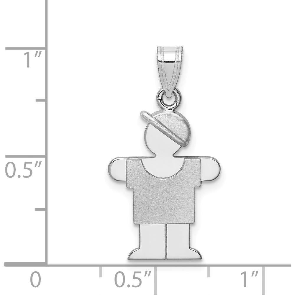 14K White Gold The Kids Small Boy with Hat Engravable Charm - 25mm Length by Oro Pregiato