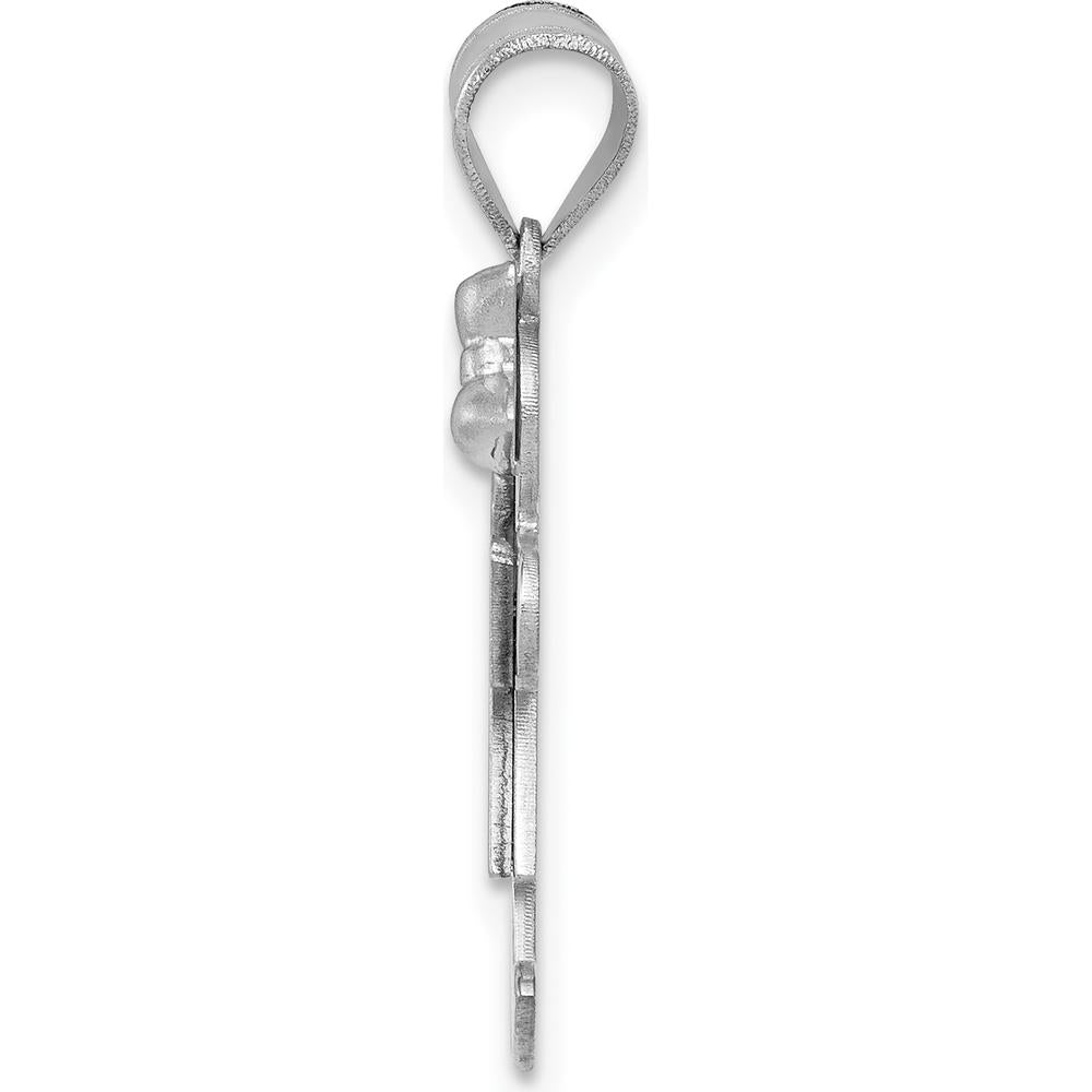 14K White Gold The Kids Small Girl with Bow on Right Engravable Kiss Charm by Oro Pregiato