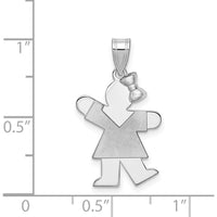 14K White Gold The Kids Small Girl with Bow on Right Engravable Kiss Charm by Oro Pregiato