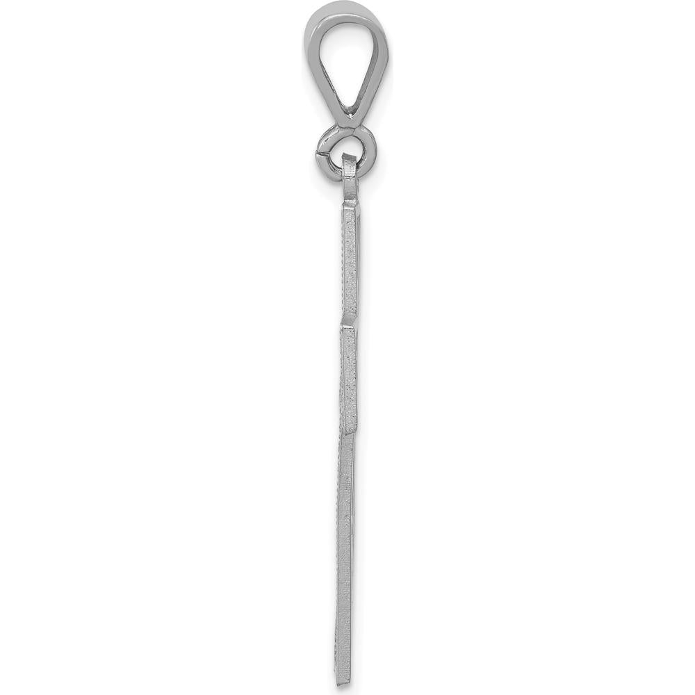 14K White Gold Thorn Cross Pendant with Rhodium Plating by Oro Pregiato