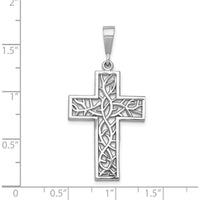 14K White Gold Thorn Cross Pendant with Rhodium Plating by Oro Pregiato