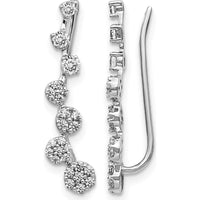 14K White Gold Threader Ear Climbers with Round-Cut Diamonds - 0.179 Carats Total Diamond Weight by Monteluci Fine Jewelry