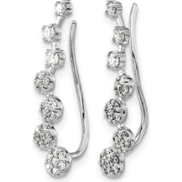 14K White Gold Threader Ear Climbers with Round-Cut Diamonds - 0.179 Carats Total Diamond Weight by Monteluci Fine Jewelry