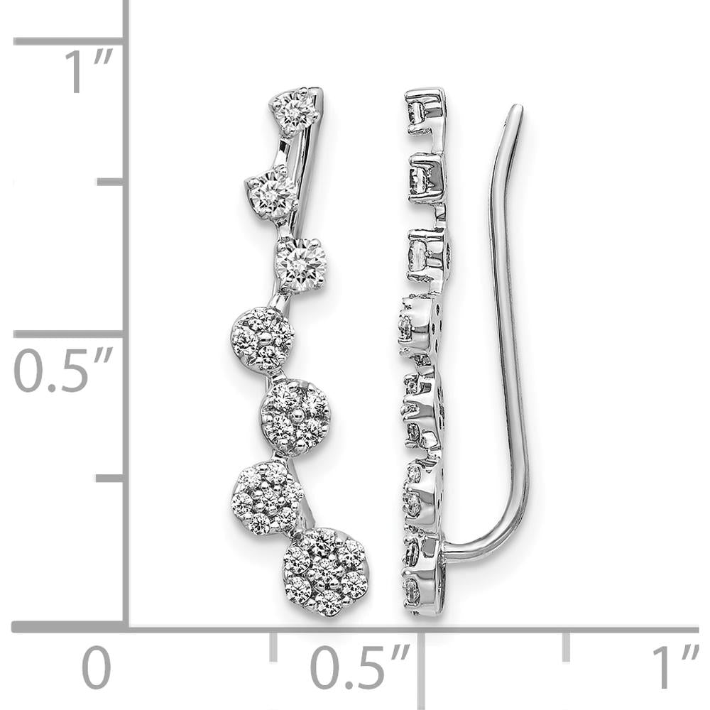 14K White Gold Threader Ear Climbers with Round-Cut Diamonds - 0.179 Carats Total Diamond Weight by Monteluci Fine Jewelry