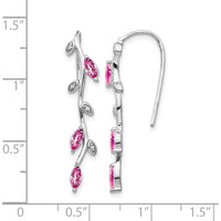 14K White Gold Threader Earrings with Marquise Pink Sapphires and Round Diamonds - 0.173 Carat Pink Sapphire, 0.004 Carat Diamond Total Weight by Monteluci Fine Jewelry