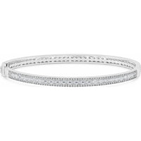 14K White Gold Three-Row Bangle with Round and Baguette Diamonds - 1.49 Carat Total Diamond Weight by Auriventus