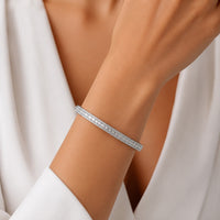 14K White Gold Three-Row Bangle with Round and Baguette Diamonds - 1.49 Carat Total Diamond Weight by Auriventus