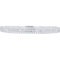 14K White Gold Three-Row Diamond Bangle with Channel-Set Baguette and Prong-Set Round Lab Grown Diamonds - 3.50 Carat Total Diamond Weight