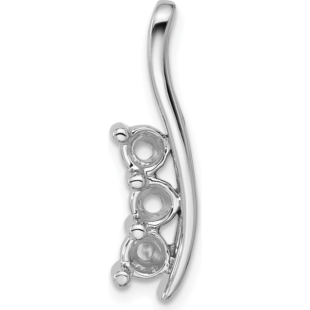 14K White Gold Three-Stone Curved Bar Chain Slide Mounting for 3-4.3mm Stones by Oro Pregiato