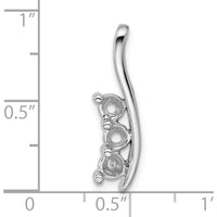14K White Gold Three-Stone Curved Bar Chain Slide Mounting for 3-4.3mm Stones by Oro Pregiato