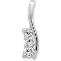 14K White Gold Three-Stone Curved Bar Pendant with Round Diamonds - 0.55 Carat Total Diamond Weight by Oro Pregiato