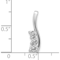 14K White Gold Three-Stone Curved Bar Pendant with Round Diamonds - 0.55 Carat Total Diamond Weight by Oro Pregiato