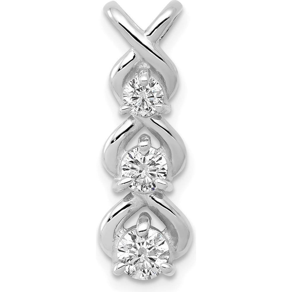 14K White Gold Three-Stone Diamond Criss-Cross Pendant - 0.56 Carat Total Diamond Weight by Monteluci Fine Jewelry