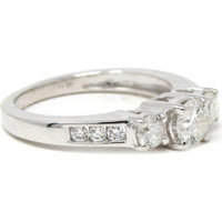 14K White Gold Three Stone Diamond Engagement Ring - 1.00 Carat Total Diamond Weight