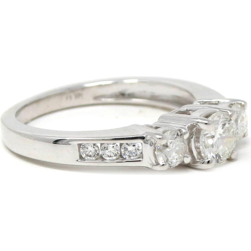 14K White Gold Three Stone Diamond Engagement Ring - 1.00 Carat Total Diamond Weight