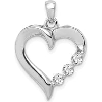 14K White Gold Three Stone Diamond Heart Pendant - 0.25 Carat Total Diamond Weight by Monteluci Fine Jewelry