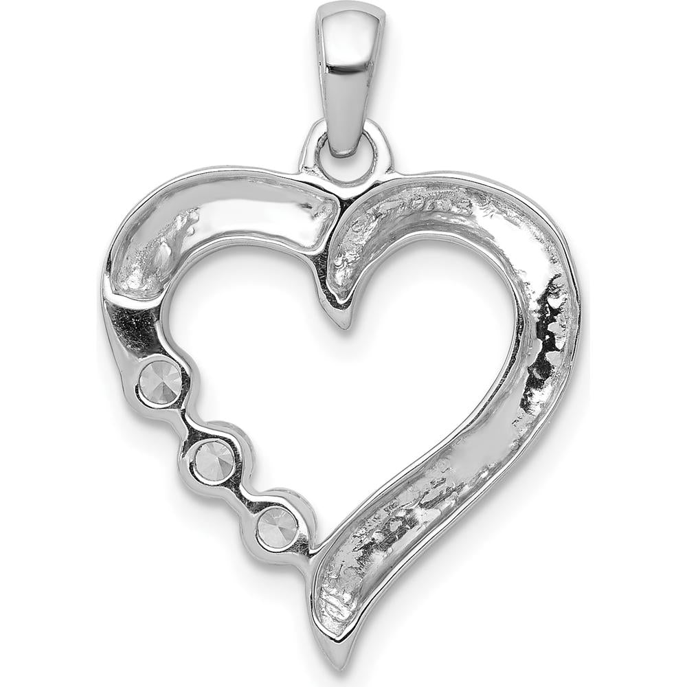 14K White Gold Three Stone Diamond Heart Pendant - 0.25 Carat Total Diamond Weight by Monteluci Fine Jewelry