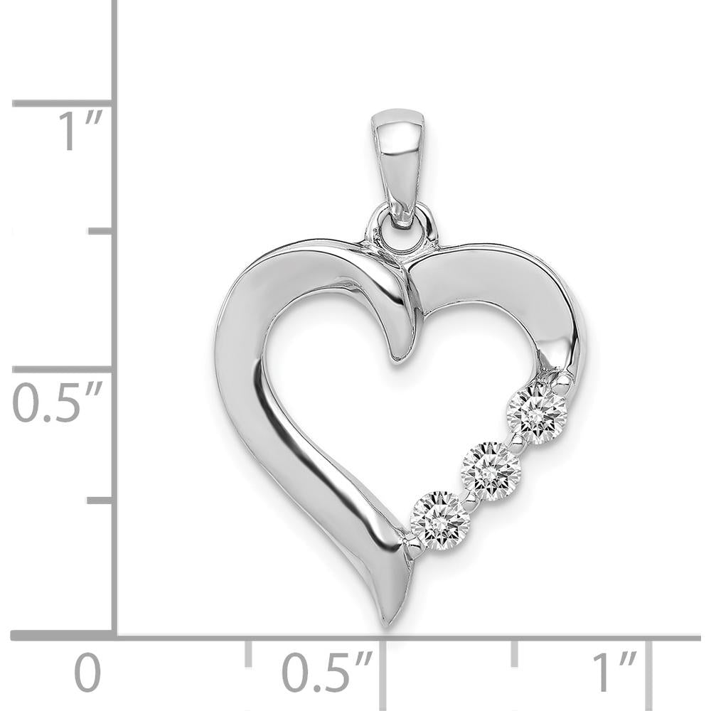 14K White Gold Three Stone Diamond Heart Pendant - 0.25 Carat Total Diamond Weight by Monteluci Fine Jewelry