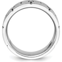 14K White Gold Three Stone Grooved Men's Ring Mounting with Polished Satin Finish by IBGoodman