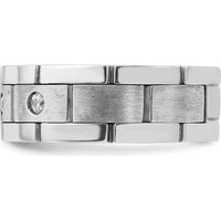 14K White Gold Three Stone Grooved Men's Ring Mounting with Polished Satin Finish by IBGoodman