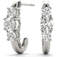 14K White Gold Three Stone Lab Diamond Earrings - 0.48 Carat Total Weight by Robinson's Jewelers