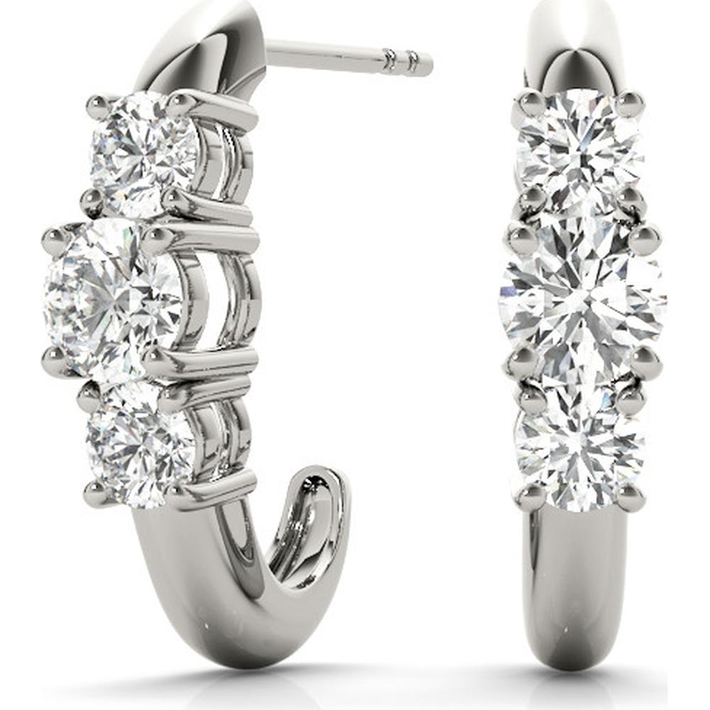 14K White Gold Three Stone Lab Diamond Earrings - 0.48 Carat Total Weight by Robinson's Jewelers
