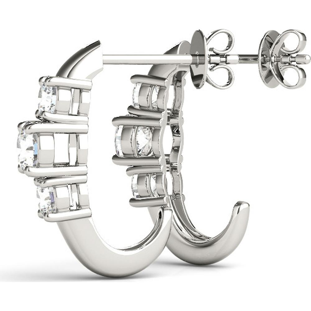 14K White Gold Three Stone Lab Diamond Earrings - 0.48 Carat Total Weight by Robinson's Jewelers