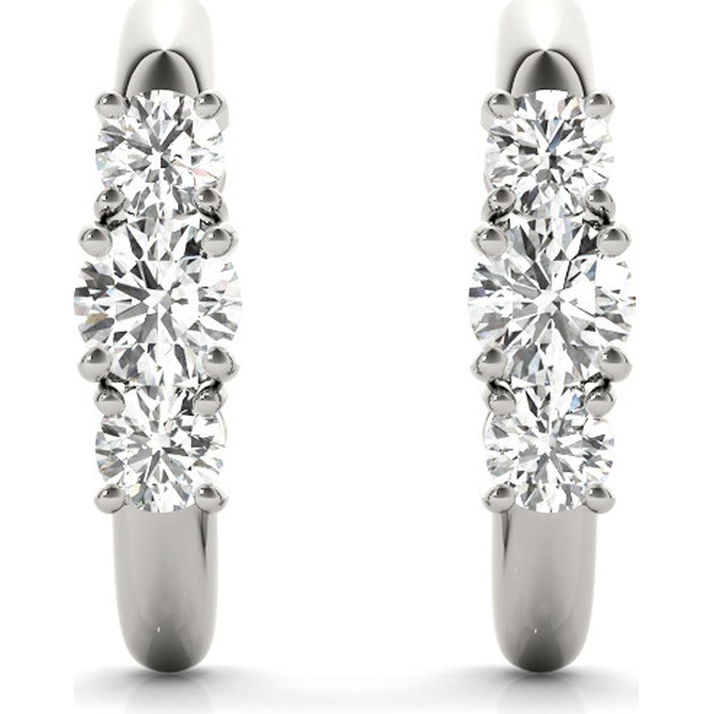 14K White Gold Three Stone Lab Diamond Earrings - 0.48 Carat Total Weight by Robinson's Jewelers