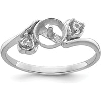 14K White Gold Three-Stone Mounting Ring for 7mm Pearl with Diamond Side Settings by Oro Pregiato