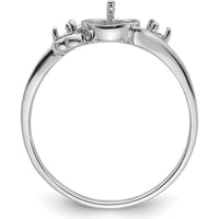 14K White Gold Three-Stone Mounting Ring for 7mm Pearl with Diamond Side Settings by Oro Pregiato