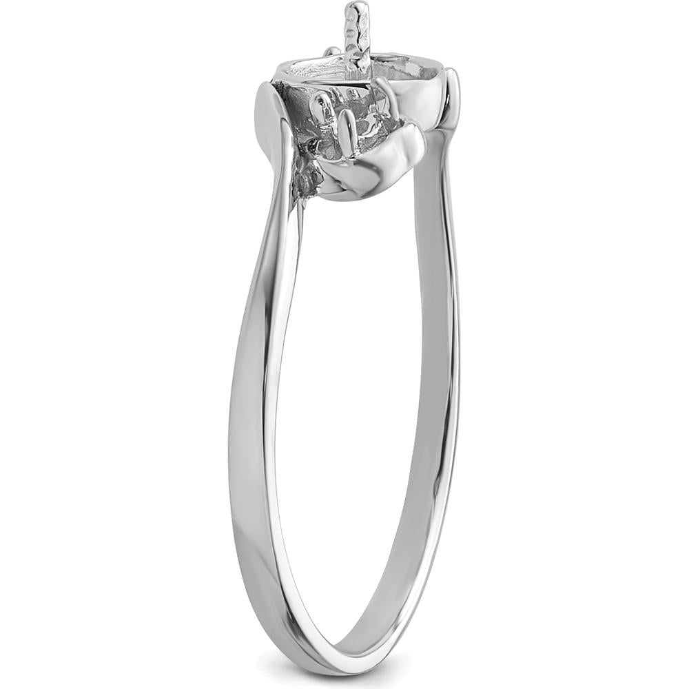 14K White Gold Three-Stone Mounting Ring for 7mm Pearl with Diamond Side Settings by Oro Pregiato
