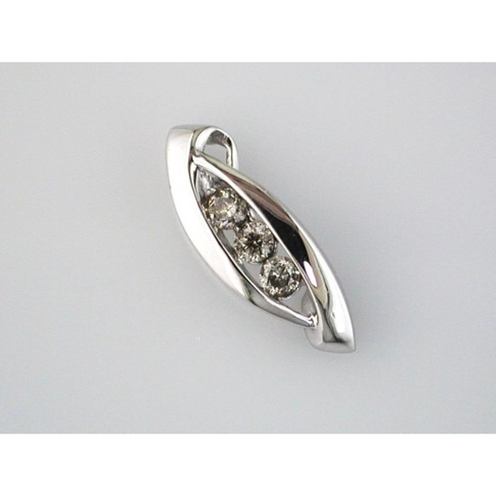 14K White Gold Three-Stone Pendant with 0.25 Carat Round Diamonds in a Contemporary Free-Form Setting - Royal Jewelry