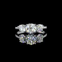 14K White Gold Three-Stone Ring with 0.71 Carat Round Lab Diamond Center and 0.71 Carat Total Side Diamonds - 1.42 Carat Total Diamond Weight - Covaloro Fine Jewelry