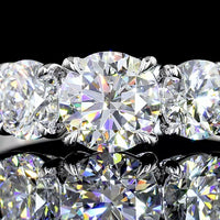 14K White Gold Three-Stone Ring with 0.71 Carat Round Lab Diamond Center and 0.71 Carat Total Side Diamonds - 1.42 Carat Total Diamond Weight - Covaloro Fine Jewelry