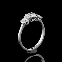 14K White Gold Three-Stone Ring with 0.71 Carat Round Lab Diamond Center and 0.71 Carat Total Side Diamonds - 1.42 Carat Total Diamond Weight - Covaloro Fine Jewelry